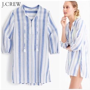 J. Crew Striped Tassel Tunic